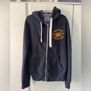 Superdry unisex zip hoodie in Navy - M